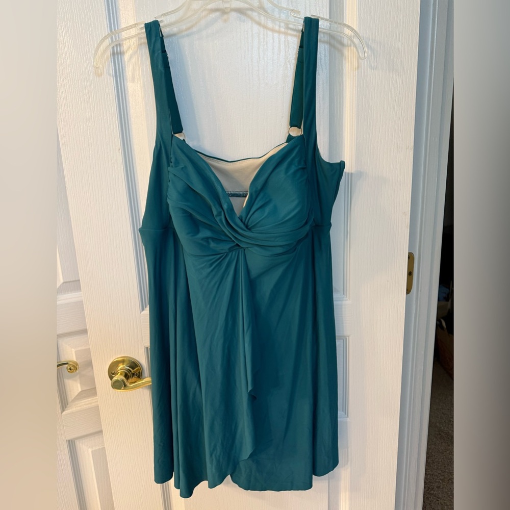 Women's one piece swimwear by Beach Scene Collection layered Aqua/Green size 14
